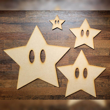 Large Mario Power Star MDF Craft Shapes Wooden Blank Decoration Embellishment