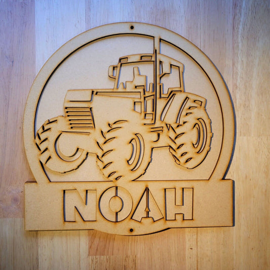 Large wooden 3D Personalized Tractor Sign Wall art Hanging unpainted door plaque