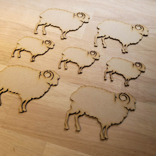 Large Wooden Farm Sheep Ram Shapes MDF 10-60cm 3mm Thick Sign Craft Laser Cut