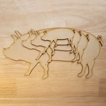 Large Wooden Farm Animal Pig Shapes MDF 10-60cm 3mm Thick Sign Craft Laser Cut