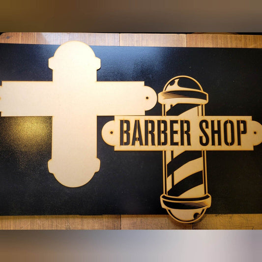 Large Wooden 3D Barber Shop Pole Classic Sign Wall Art Hanging Plaque Unpainted