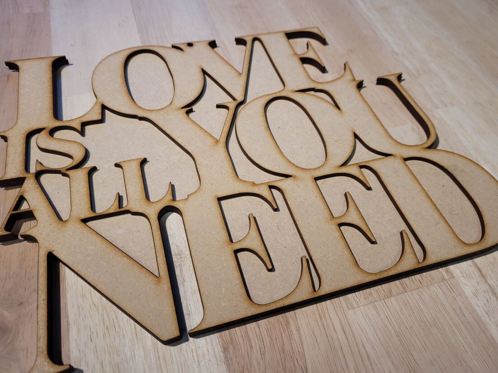 Large Wooden 3D Love The Beatles Sign Wall Door Hanging Plaque Ready to Paint