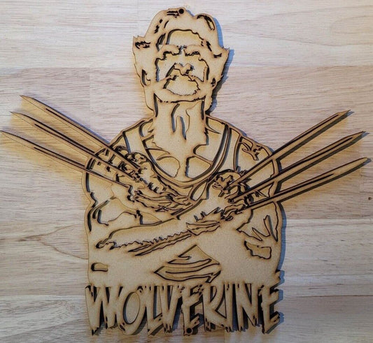 Large Wooden Wolverine Marvel Comic Sign Door Hanging Plaque 6 mm 3D Wall Art