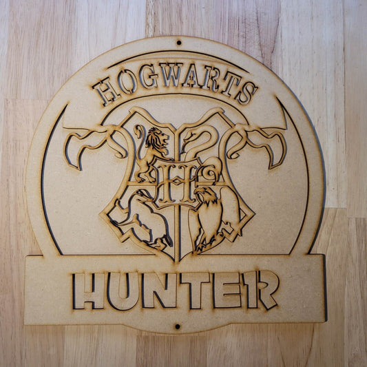 Large 3D Any Name Hogwarts Crest Sign Movie Wall art Door Hanging Ready to Paint