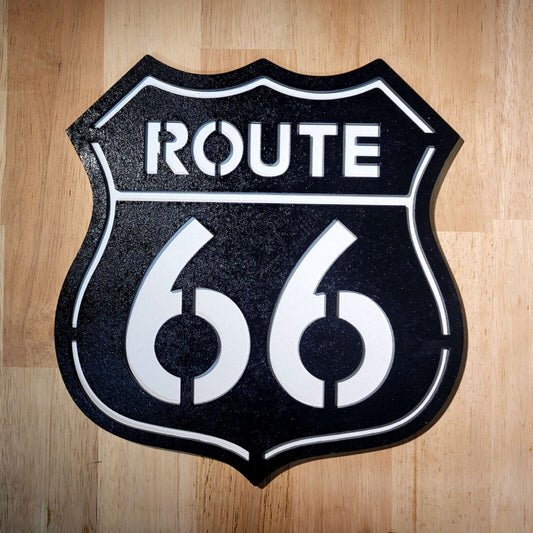 Large wooden Route 66 3D Sign Wall art Hanging American Road Sign Plaque Painted