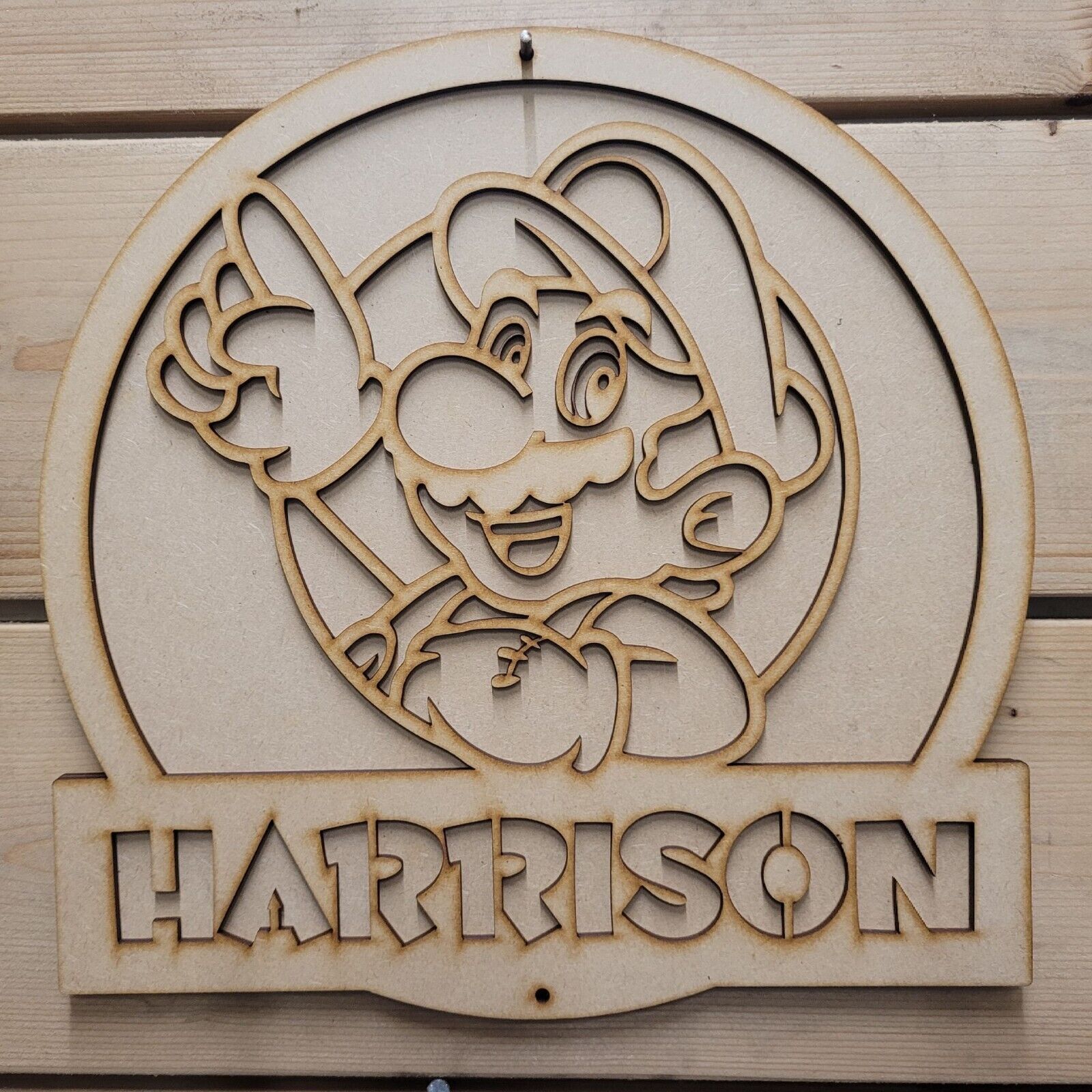 Large 3D Any Name Super Mario Sign Kids Wall art Door Hanging Ready to Paint DIY