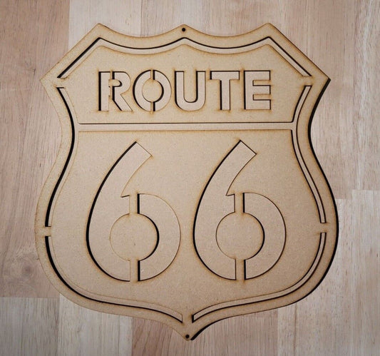 Large 3D Wooden Route 66 Sign Wall Art Door Hanging Plaque Unpainted motorcycle