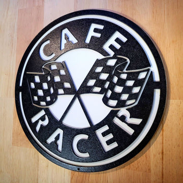 Large 3D Cafe Racer Motorcycle Sign Wall art Door Hanging Plaque Painted Bike