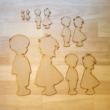 Large Boy and Girl 3mm MDF Craft Shapes Wooden Blank Decoration Embellishment