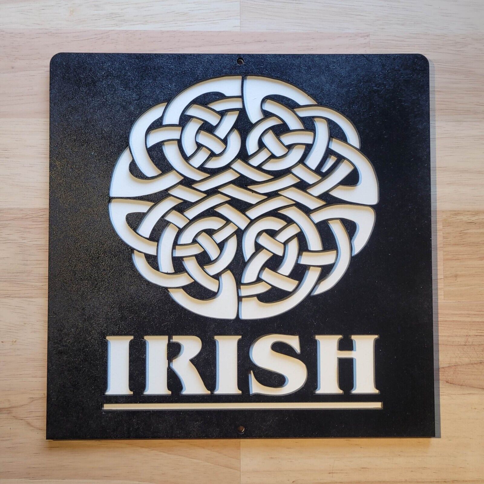 Large Wood 3D Sign Irish Celtic Knot Wall art Hanging Door Plaque Painted Sign
