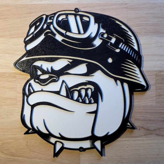 Large 3D Motorcycle Bulldog Tattoo Wall Art Painted Wood Hanging Door Plaque