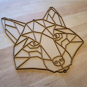 Large 3D Wooden Geometric Fox Sign Animal Wall Art Door Hanging Plaque 6mm