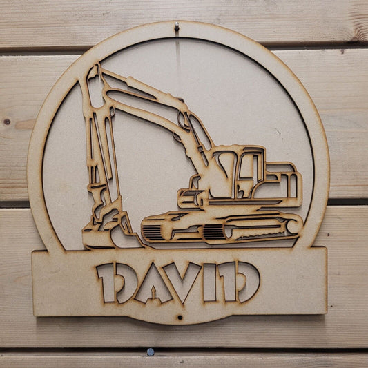 Large 3D Any Name Digger Sign Kids Wall art Door Hanging Room Ready to Paint