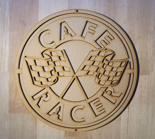 Large Wooden Cafe Racer motorcycle Sign Wall Door Hanging Plaque Ready to Paint