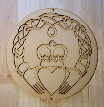 Large 3D Wooden Celtic Knot Claddagh Ring Sign Wall Art Door Hanging Plaque 6 mm