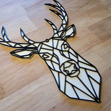 Wooden 3D Geometric Stag Sign Deer Wall Art Door Hanging Plaque 6mm Painted