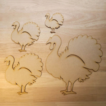 Large Wooden Farm Animal Turkey Shapes MDF 10-60cm 3mm Thick Sign Craft Lasercut