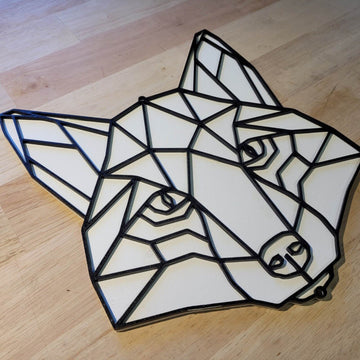 Wooden 3D Geometric Fox Sign Wall Art Door Hanging Animal Plaque 6mm Painted