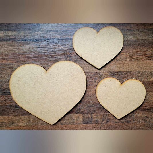 Large Wooden Blank Hearts Shapes MDF 5-60cm 6mm Thick Sign Love Craft Laser Cut