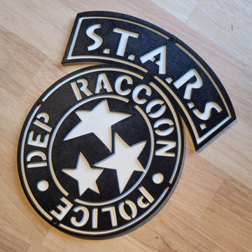 Large Raccoon City STARS Badge 3D Sign Wall art Hanging Game Plaque Painted