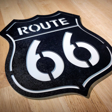 Large wooden Route 66 3D Sign Wall art Hanging American Road Sign Plaque Painted