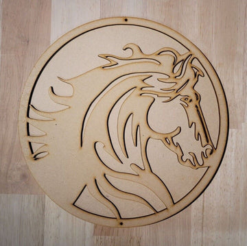 Large 3D Wooden Horse Head Logo Sign Wall Art Door Hanging Plaque unpainted