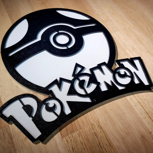 Large wooden Pokemon 3D Sign Wall art Hanging door Anime TV Sign Plaque Painted