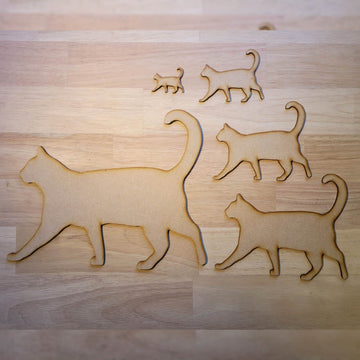 Large Wooden Cat Walking Shapes MDF 5-60cm 3mm Thick Sign Craft Laser Cut Animal