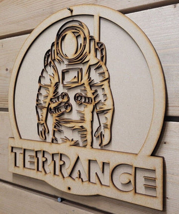 Large 3D Any Name Astronaut Space Sign Wall art Door Hanging Ready to Paint Sign