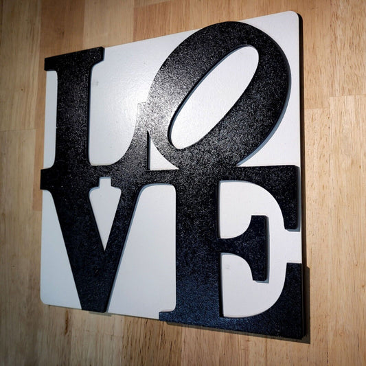 Large wooden Love Square 3D Sign Wall art Hanging LOVE Home Sign Plaque Painted