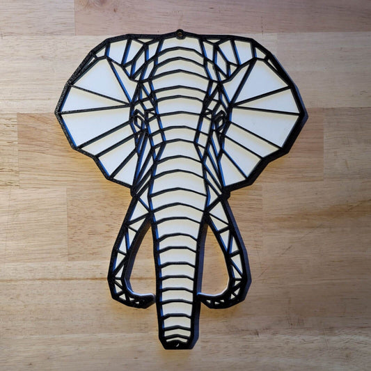 Wooden 3D Geometric Elephant Sign Wall Art Door Hanging Plaque 6mm Painted