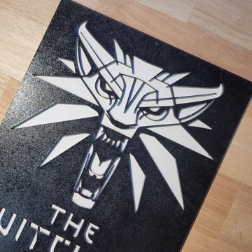 Large Wooden The Witcher 3D White Wolf Sign Wall art Door Hanging Plaque Painted