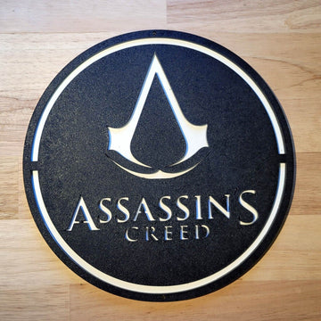 Large Assassins Creed 3D Game Logo Sign Wall art Hanging wooden Plaque Painted