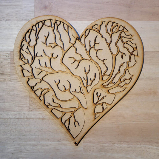 Large Wooden 3D Heart Tree Sign Wall Door Hanging Gothic Plaque - Ready to Paint