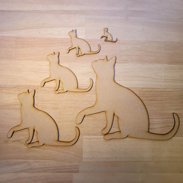 Large Wooden Cat Sitting Shapes MDF 5-60cm 3mm Thick Sign Craft Laser Cut Animal