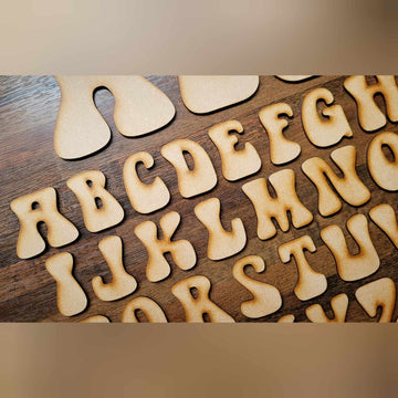 Wooden Letters Large MDF 1970's Bubble Font 5-60cm 3mm Thick Sign Retro Craft