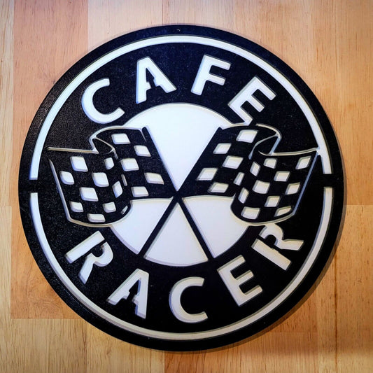 Large 3D Cafe Racer Motorcycle Sign Wall art Door Hanging Plaque Painted Bike