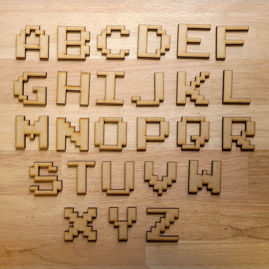 Large wooden Letters MDF Retro Pixel Arcade Font 10-60cm 6mm Thick Sign Craft