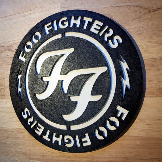 Large wooden Foo Fighters 3D Rock Band Logo Sign Wall art Hanging Plaque Painted