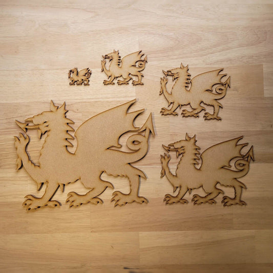 Laser Cut MDF Welsh Dragon Wales Craft Shapes 5-60cm Embellishments Large Wooden