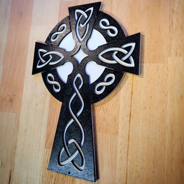 Large 3D Celtic Cross Crucifix Wall Art - Hand-Painted Hanging Plaque Irish