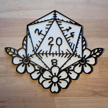 Large Wooden 3D Dodecahedron D20 Game Dice Wall Art Door Hanging Plaque Painted