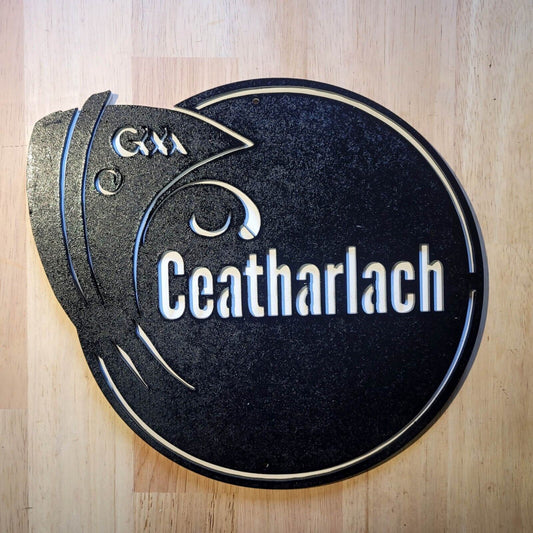 Large wooden GAA Carlow Gaelic Sports 3D Sign Wall art Hanging Plaque Painted