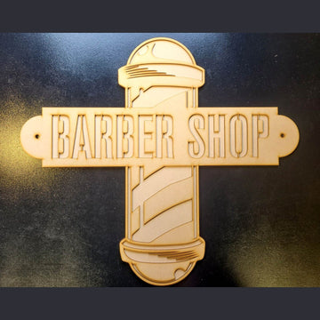 Large Wooden 3D Barber Shop Pole Classic Sign Wall Art Hanging Plaque Unpainted