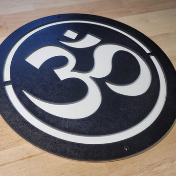 Large Wooden Ohm Aum Yoga 3D Spiritual Sign Wall art Hanging Plaque Painted