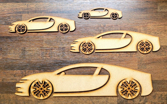 Sports Car MDF Craft Shapes Wooden 5-60cm Decoration Rally Race Car Driving