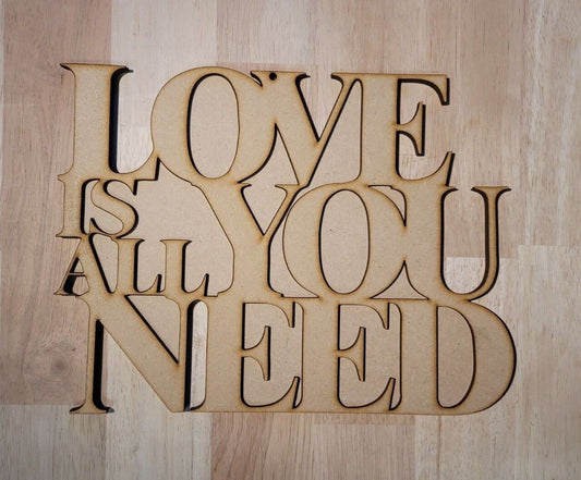 Large Wooden 3D Love The Beatles Sign Wall Door Hanging Plaque Ready to Paint