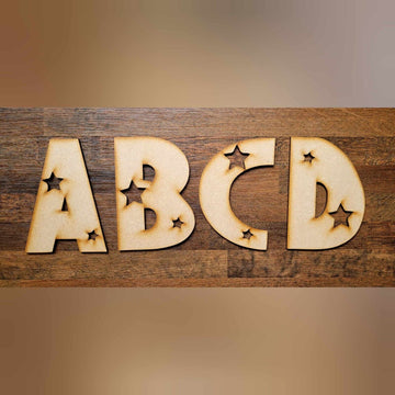 Wooden Letters Large MDF Star Bold Playful Font 5-60cm 3mm Thick Space Craft