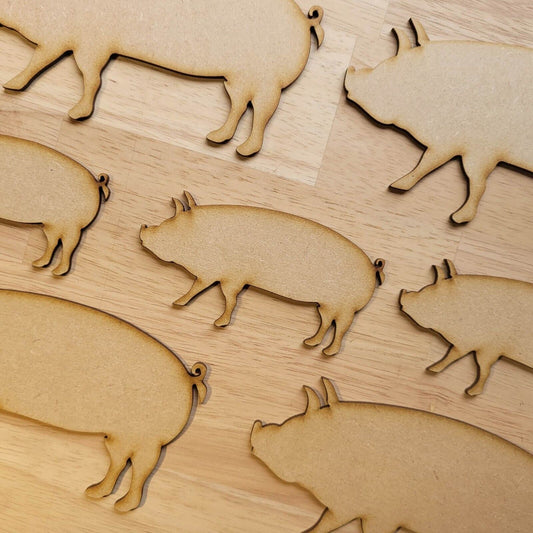 Large Wooden Farm Animal Pig Shapes MDF 10-60cm 3mm Thick Sign Craft Laser Cut