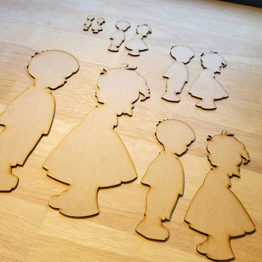 Large Boy and Girl 3mm MDF Craft Shapes Wooden Blank Decoration Embellishment